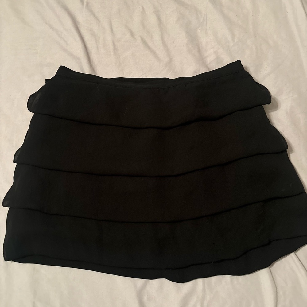 Benetton Elegant Black Tiered Skirt